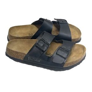 Betula By Birkenstock Black Leather Sandals Size 8